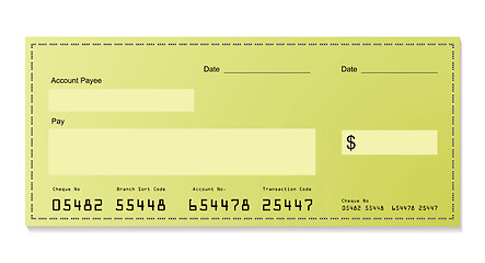 Image showing green dollar cheque