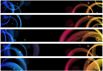 Image showing Abstract colorful circles web banners. Size 728x90 px