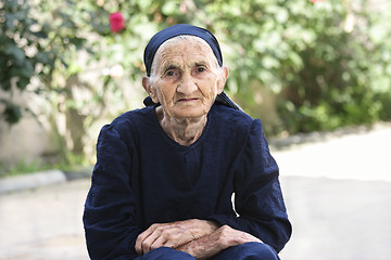 Image showing Elderly woman hands folded