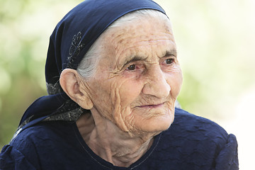 Image showing Portrait of thoughtful elderly woman