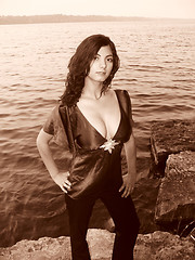 Image showing Lady on the lake  