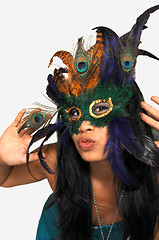 Image showing Happy woman with a mask.