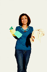 Image showing Woman cleaning the house.