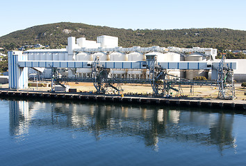 Image showing Albany: cranes and silos in harbor