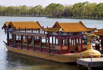 Image showing Beijing Summer Palace: lake boat.