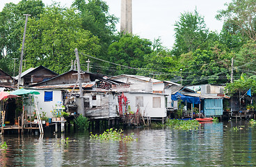 Image showing Traditional Thai community along a canal in Bangkok