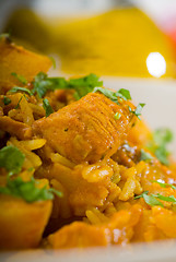 Image showing curry beef rice and potatoes