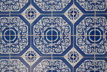 Image showing Traditional Portuguese glazed tiles