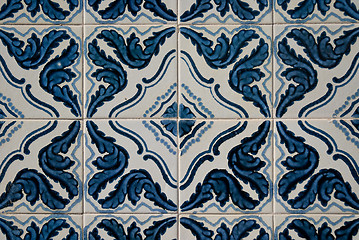 Image showing Traditional Portuguese glazed tiles