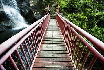 Image showing wood drawbridge in hong kong at summer