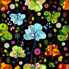 Image showing Seamless floral dark pattern 