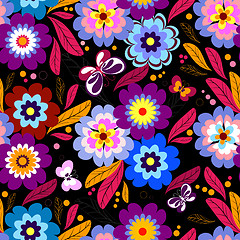 Image showing Seamless floral dark pattern 