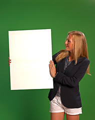 Image showing Holding a board with copy space