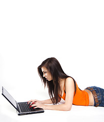 Image showing  sexy brunette learning online 