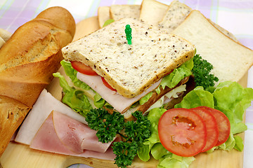 Image showing Ham And Salad Sandwich