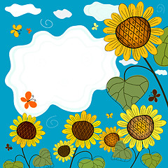 Image showing Summer background with sunflowers