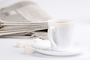 Image showing coffee, sugar and newspapers