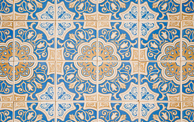 Image showing Traditional Portuguese glazed tiles