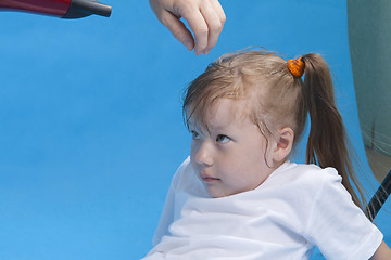 Image showing Cute small girl is preparing for photosession