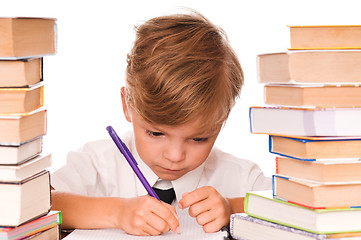 Image showing Boy writing