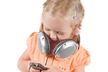 Image showing Little girl with headphones