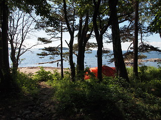 Image showing camping on the coast