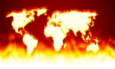 Image showing earth map fire