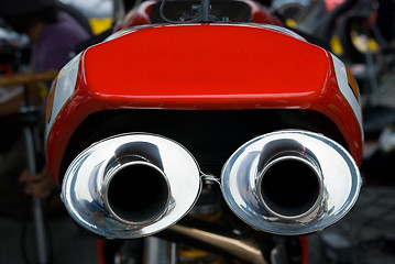 Image showing Exhaust pipes of racing motorbike