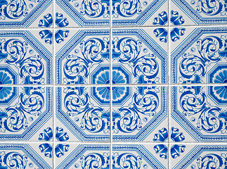 Image showing Traditional Portuguese glazed tiles