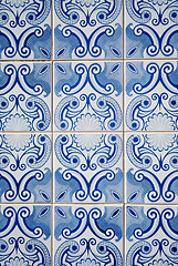 Image showing Traditional Portuguese glazed tiles