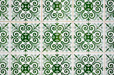 Image showing Traditional Portuguese glazed tiles