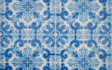 Image showing Traditional Portuguese glazed tiles