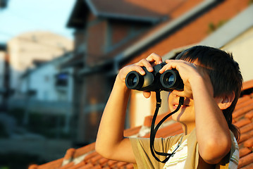 Image showing Boy with binoculars