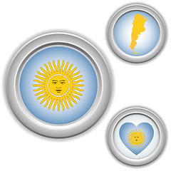 Image showing Argentina Buttons with heart, map and flag