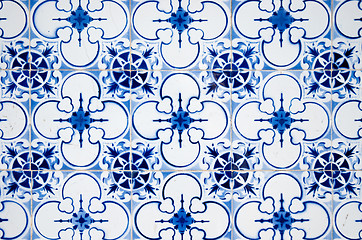 Image showing Traditional Portuguese glazed tiles