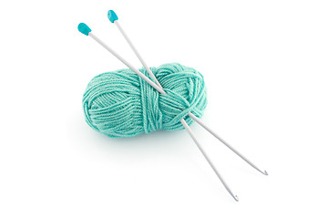 Image showing Green knitting wool