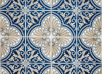 Image showing Traditional Portuguese glazed tiles