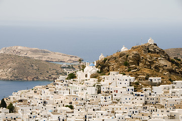 Image showing the chora capital landscape with view of aegean sea Ios Cyclades