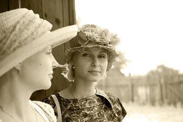 Image showing nobeautiful young women in retro stile