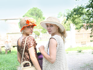 Image showing Beautiful young women in retro stile 