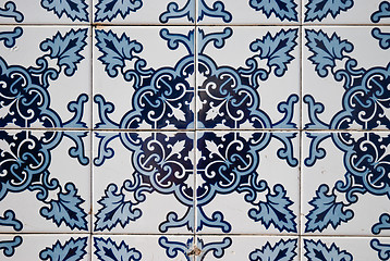 Image showing Traditional Portuguese glazed tiles