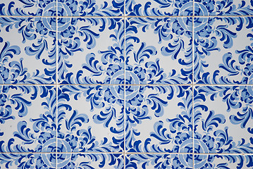 Image showing Traditional Portuguese glazed tiles