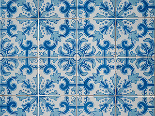 Image showing Traditional Portuguese glazed tiles