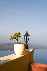 Image showing still life scene with flower pot santorini