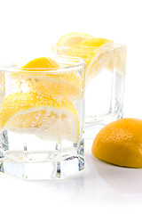 Image showing soda water and lemon slices