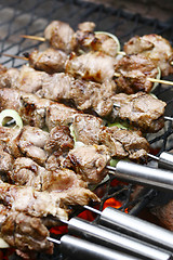 Image showing Barbecue meat on grill