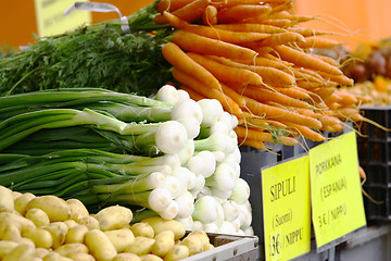 Image showing Vegetables - potatoes, onions, carrots 