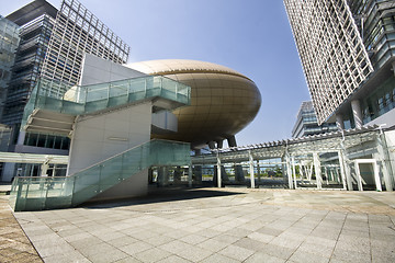 Image showing Bright outlook for business. Modern office block with sunny beau