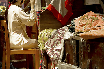 Image showing chinese opera dummy makeup at backstage