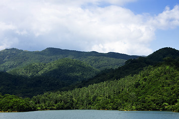 Image showing north mountains and green grass 